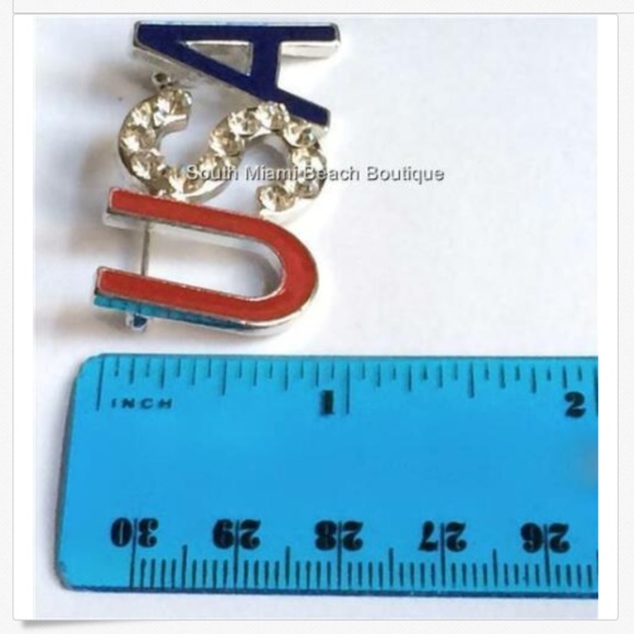 Silver USA Flag Pin Brooch Crystal Patriotic US - Picture 8 of 8